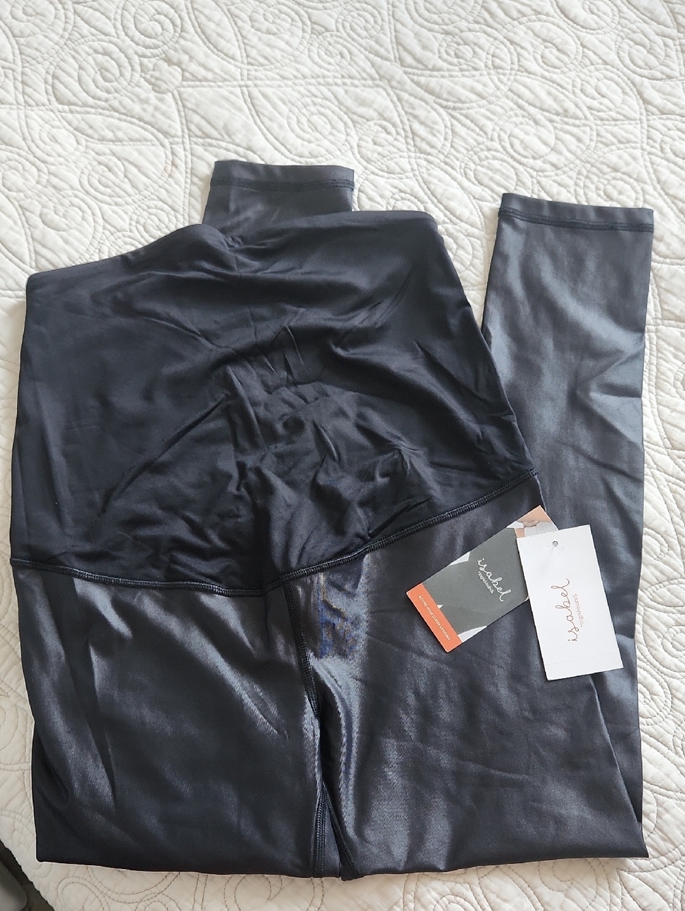 Maternity Shiny Black Leggings M
